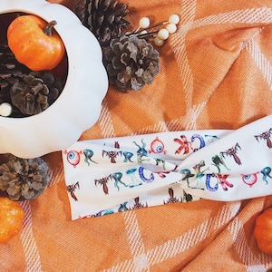 CLEARANCE HEADBAND / Trick or Treat monsters headband / turban headband / knotted headband / hair accessories / fitness accessories