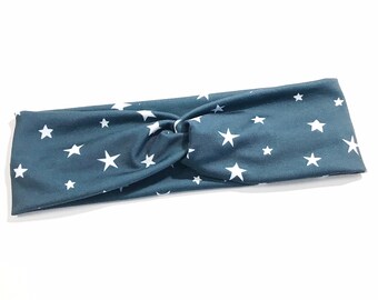 HEADBAND / Charcoal with stars headband / turban headband / knotted headband / hair accessories / fitness accessories
