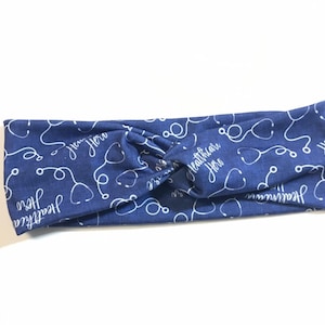 MEDICAL TWIST HEADBAND / Blue stethoscope hero headband / hair accessories / fitness accessories