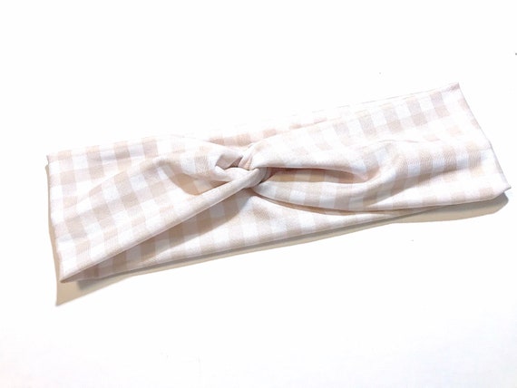 HEADBAND / Buffalo Plaid Tan Headband / Turban Headband  display picture 2