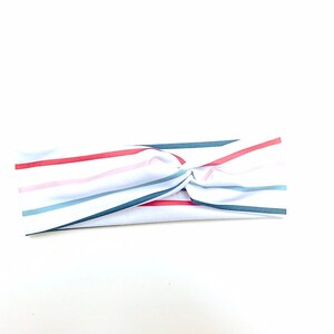 HEADBAND / Patriotic horizontal stripes headband / turban headband / knotted headband / hair accessories / fitness accessories