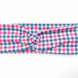 HEADBAND / Red white and blue gingham headband / turban headband / knotted headband / hair accessories / fitness accessories