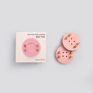 Pom Maker | solid wood pom pom maker, Extra-Small Size | Button Pom Maker - Baby Pink