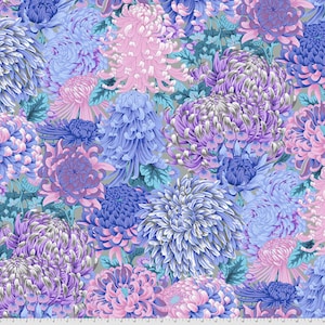 Hokusai&#39;s Mums - Grey - PWPJ107.GREY - Half Yard
