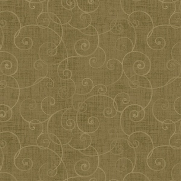 Henry Glass Fabric - Whimsy Basic - Soothing Swirl - Half Yard - Olive - 8945-66
