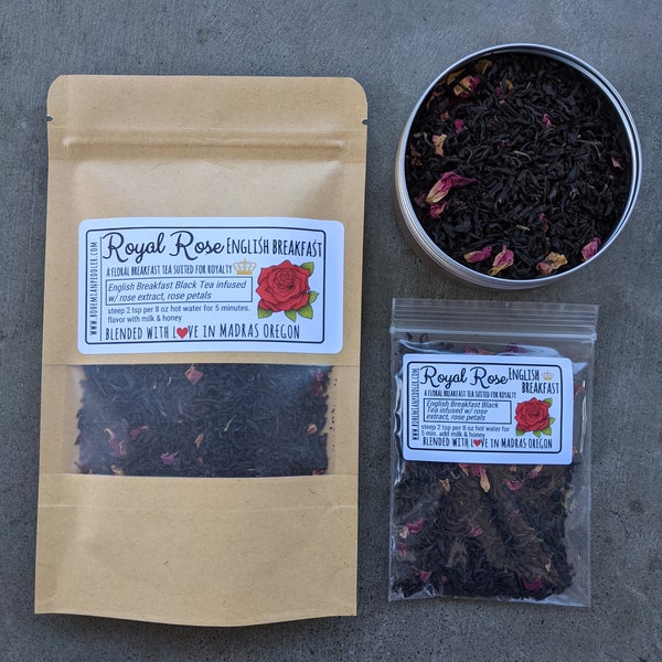 English Breakfast Tea with roses | Royal Rose English Breakfast tea| loose leaf tea | black tea blend