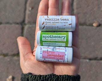 Floral Infused Lip Balm: Natural Beeswax, Earth Friendly