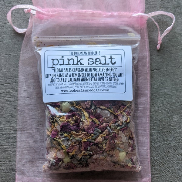 Pink Salt | Rose Salts | Witch's Self Love Spell  | Ritual Soak | Witch Salts