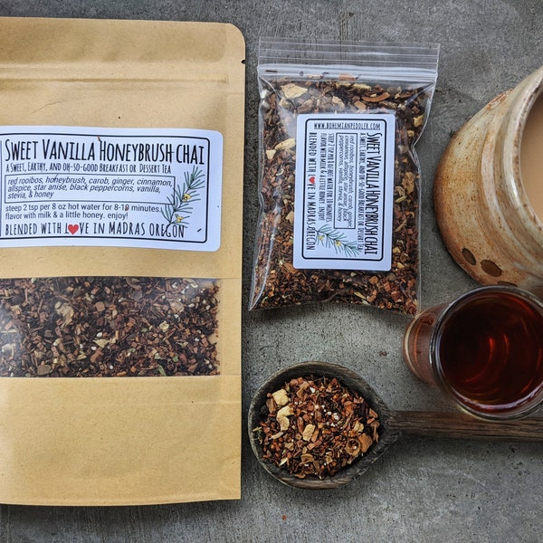 Sweet Vanilla Honeybush Chai Tea | Caffeine Free chai tea  | red rooibos chai