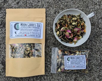 Moon Goddess Green & White floral Tea | loose leaf silver needle and green ea