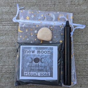 New Moon Ritual Bath Soaks (with moonstone) | Bath Salts | Self-care Ritual Soak | Release Protection Banishment Ritual