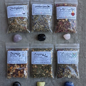 Witch's Tea Sampler | Magical Teas & Potions | heartache | protection | divination | always choose courage | cunning | wisdom | samhain