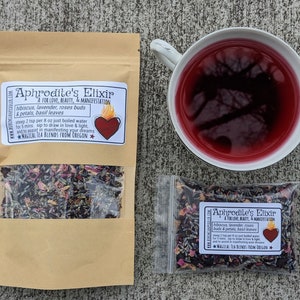 Aphrodite's Elixir Hibiscus, Lavender, & Rose Herbal Tea | herbal tea blends | aphrodisiac tea | manifesting tea