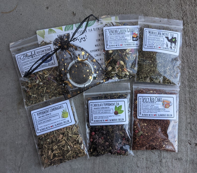 Bulk tea sampler pack Tea Sampler 6 Tea + tea ball