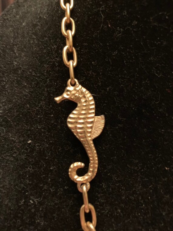 Vintage Gold Seahorse Necklace with anchor,fish a… - image 4