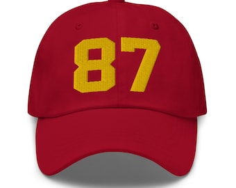 Travis Kelce Inspired Hat, Kansas City Chiefs Colors, Number 87 Dat Hat