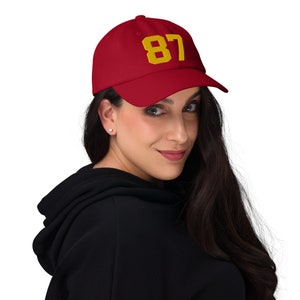 Travis Kelce Inspired Hat, Kansas City Chiefs Colors, Number 87 Dat Hat