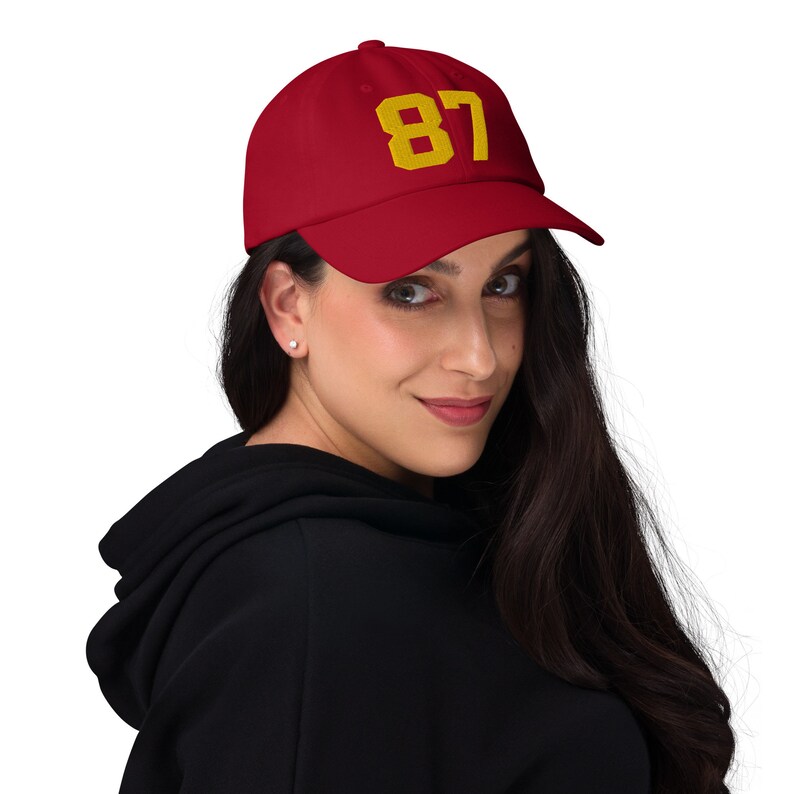 Travis Kelce Inspired Hat, Kansas City Chiefs Colors, Number 87 Dat Hat