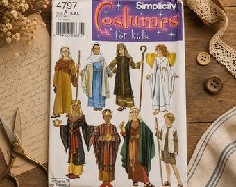 Simplicity 4797 Kids Nativity Costume Sewing Pattern | Angel, Shepherd, Wise Men 21" - 30" chest (2004)