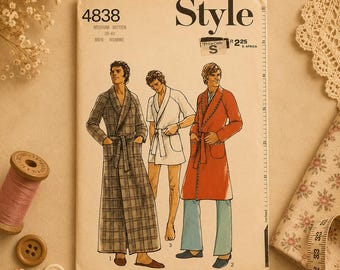 Vintage 1970s Men's Sewing Pattern Style 4838 Robe Loungewear (Size 38-40)