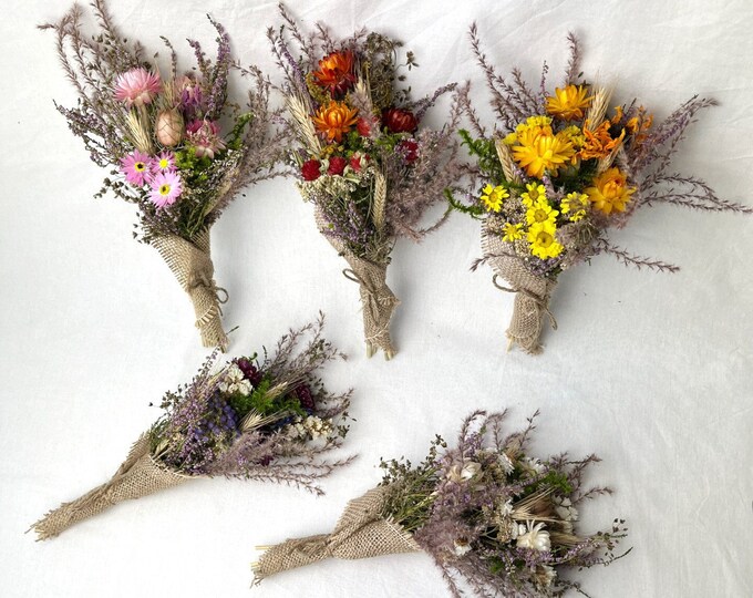 Dried Flower Bouquet, Dry bouquet Gift for Her, Small Floral Arrangement, Dry preserved flowers, Wildflowers, Heather, Centerpiece for Vase