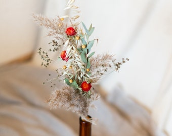 Bottle Flower Arrangement, Minimalistic Home Decor, Dried Flower Bouquet, Everlasting Floral, Eucalyptus, Small Flower Centerpiece decor