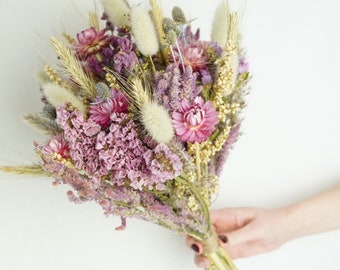 Boho Bouquet di fiori di campo, bouquet di fiori secchi, bouquet da damigella d'onore, riempitivo di vasi, fiori secchi di San Valentino, regalo cassetta delle lettere, arredamento da tavolo