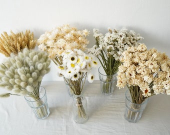 White Beige Dried Flowers | Decor Flowers for vase | Create Your Own Bouquet| Dried Grass | Bunny Tales | Daisies | Wedding Table Decor