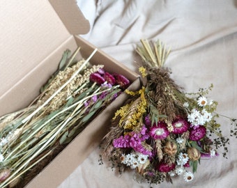 Dried Flowers Arrangement, Box of Preserved Flowers for Vase filling, Rustic Home Decor,  DIY, Flower bunch, Organic, Everlasting, Gift