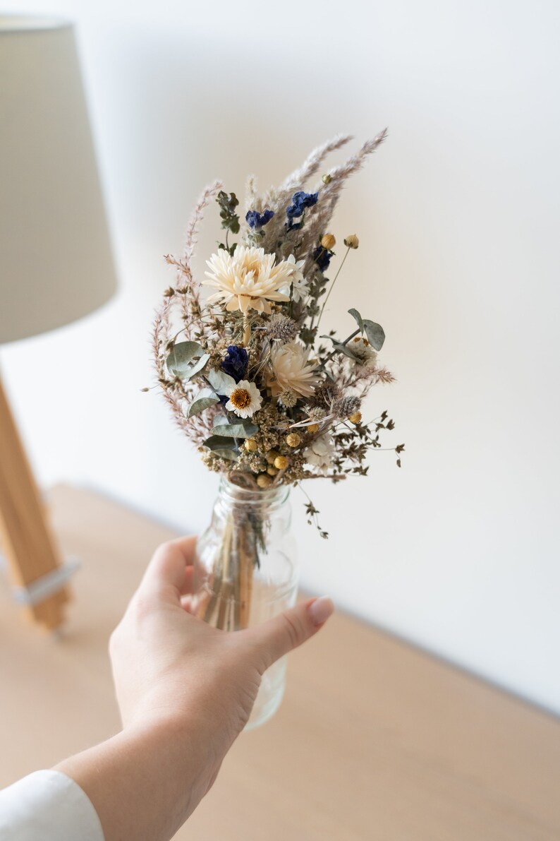 Dried Floral Arrangement, Preserved Flower Bouquet, For Vase, Gifting, Centerpiece, Wedding Party Favors, Bridal Shower Gifts Bundle Boho Green/Blue
