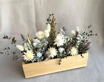 Rustic Dried Flower Table Sustainable Decor, Shelf, Living Room, Kitchen decor, Natural Home Accent, Bamboo Wood box, Wedding decoration