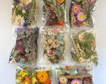 Paquete artesanal de flores secas, flores de bricolaje, envoltorio de regalo natural, fabricación de velas de jabón, flores de resina, flores conservadas, caja de vegetación seca