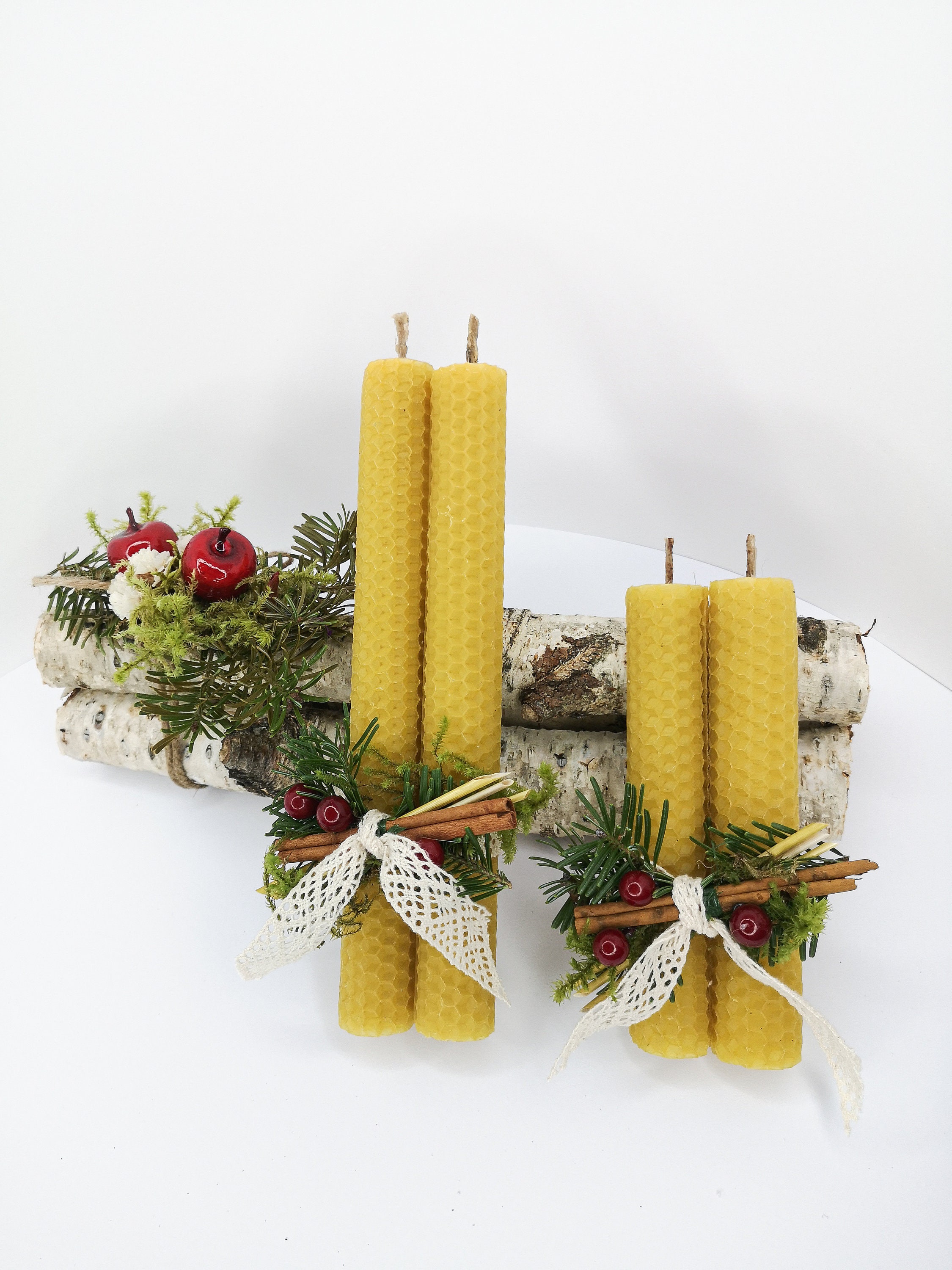 Beeswax Candle Christmas Gift Set Natural Beeswax Rolled Etsy Canada