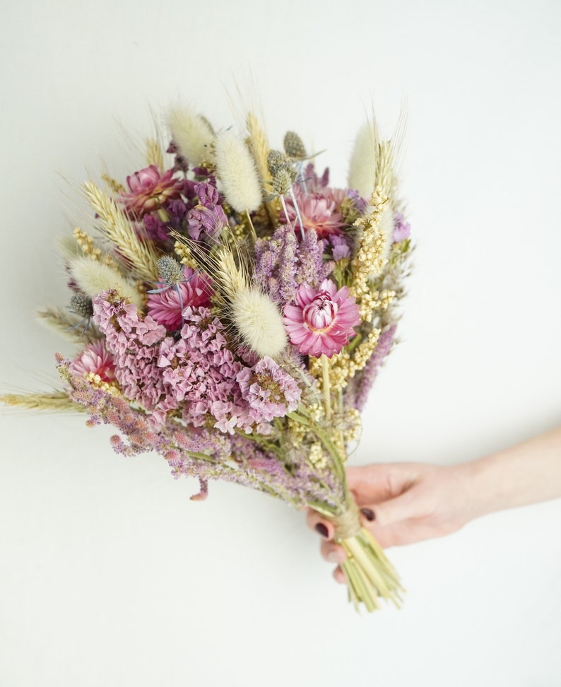 Dried flower bouquet, Long lasting flower gift, Fall Dry Flower arrangement, Blush bouquet, Letterbox gift, Bridesmaid bouquets, Wedding image 2