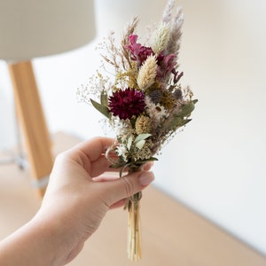 Dried Floral Arrangement, Preserved Flower Bouquet, For Vase, Gifting, Centerpiece, Wedding Party Favors, Bridal Shower Gifts Bundle Dark pink/Cream