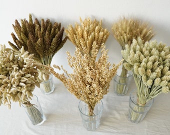 Dried Grass Bunches, Dried Flowers, Rustic Table Decor, Flowers for Bud Vase, Dried Fall Decor, Dried Wheat, Dried Bouquet, Dried Herbs