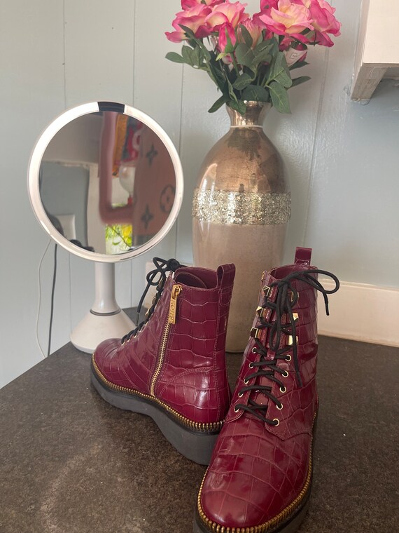 Michael Kors leather burgundy ankle boots