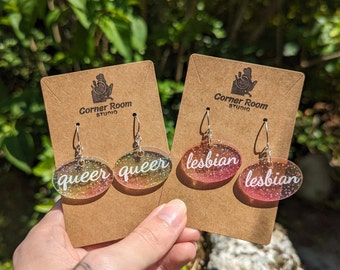 Glittery Translucent Pride Earrings - Titanium Hooks