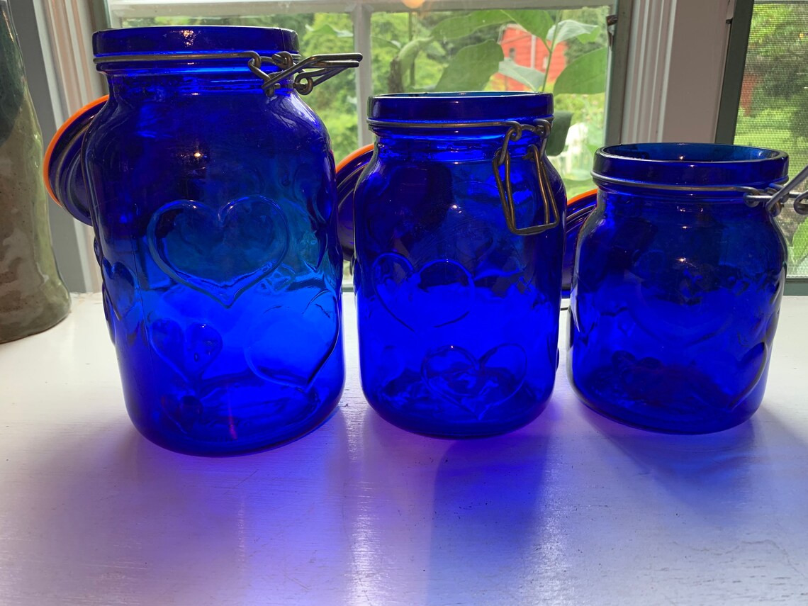 Cobalt blue canister set Crownford Giftware NY made in ITALY Etsy