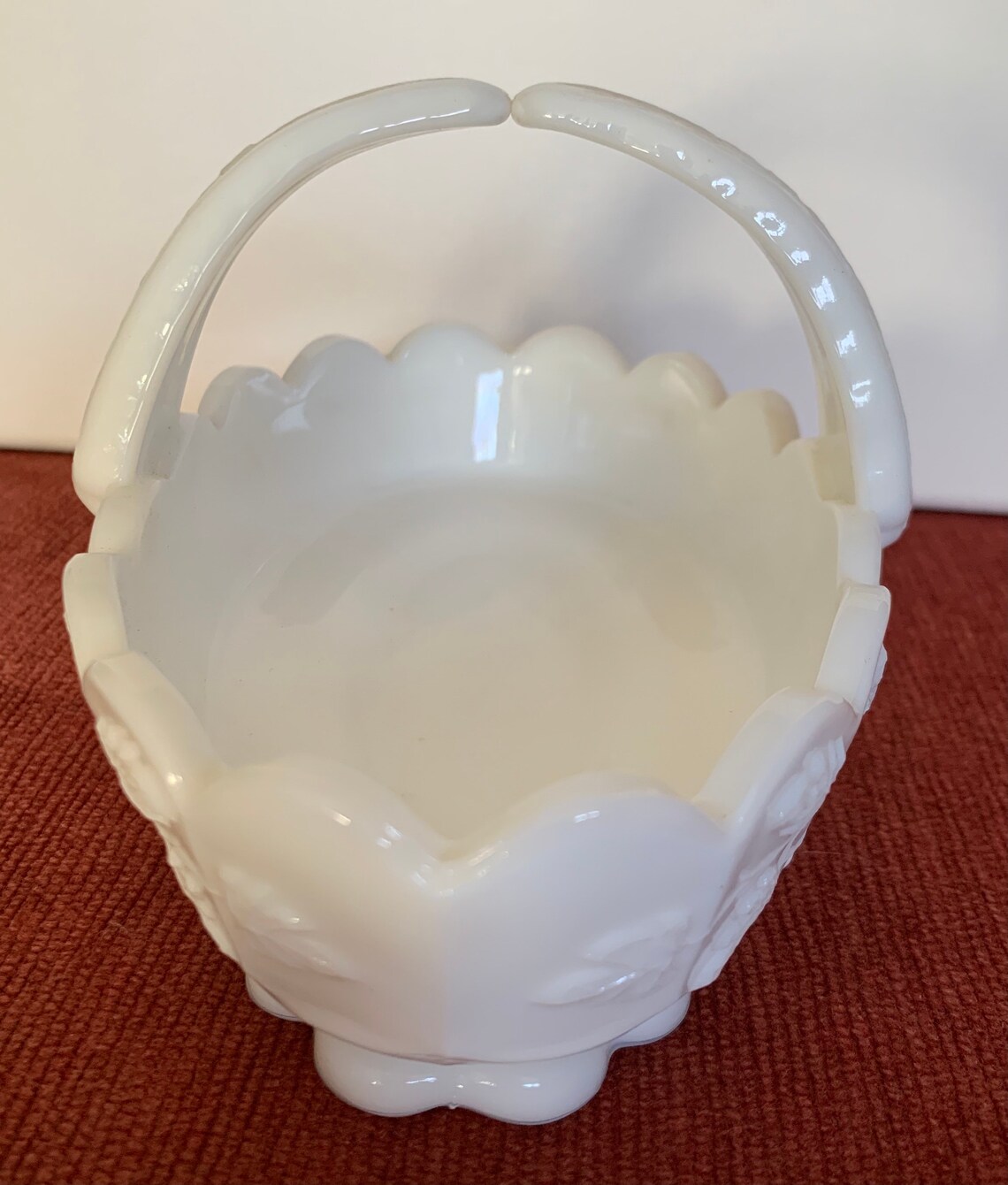 Vintage Westmoreland milk glass basket with grapevines Etsy