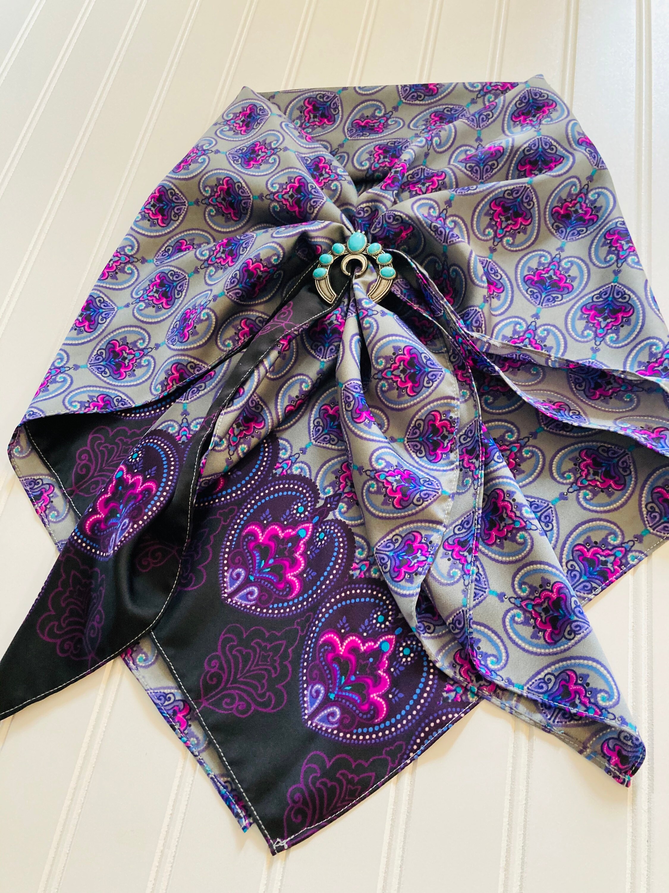 Purple & Gray Satin Wild Rag