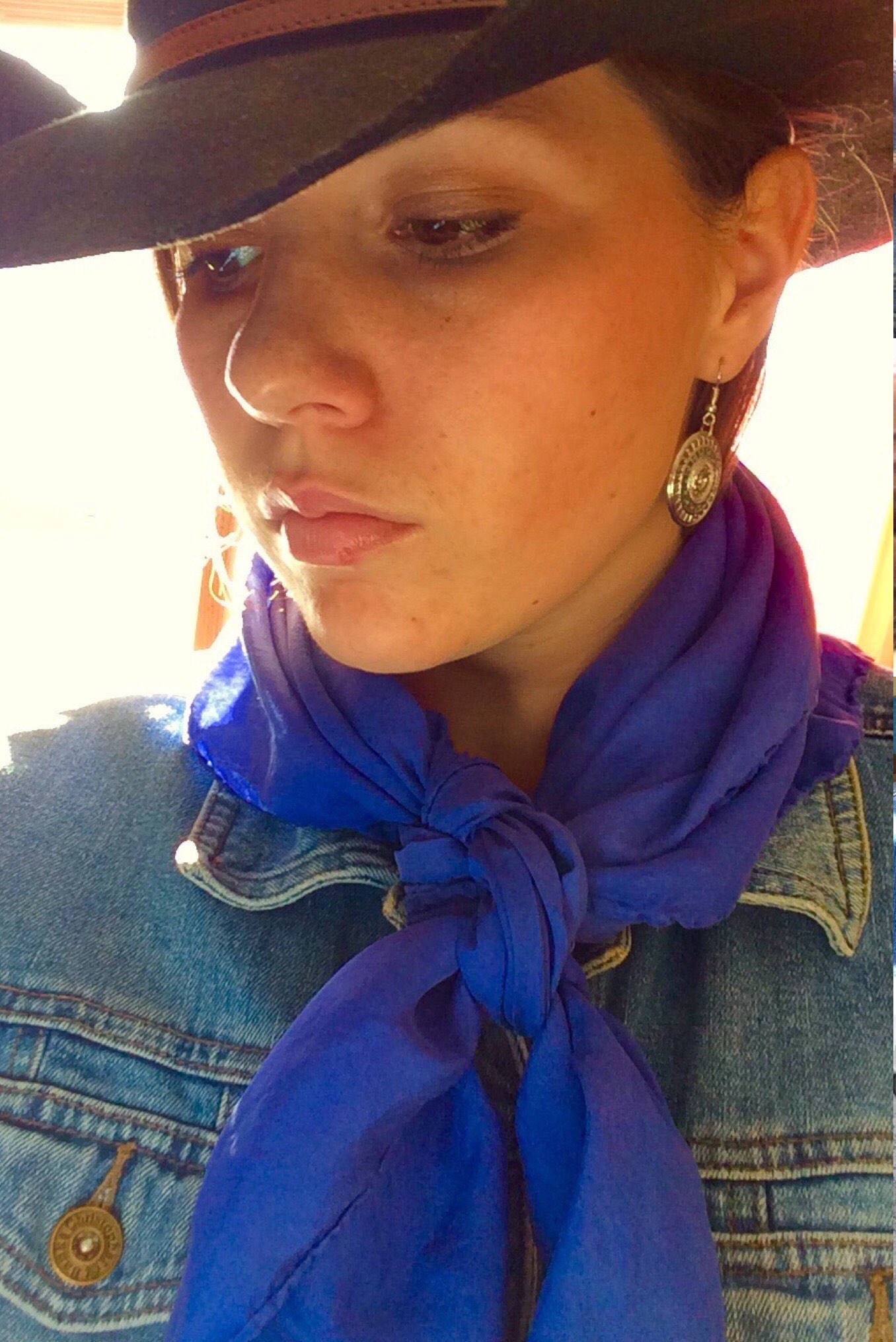 Cowboy Silk Scarves, Solid Wild Rags, Silk Hair Scarf, Western Fashion