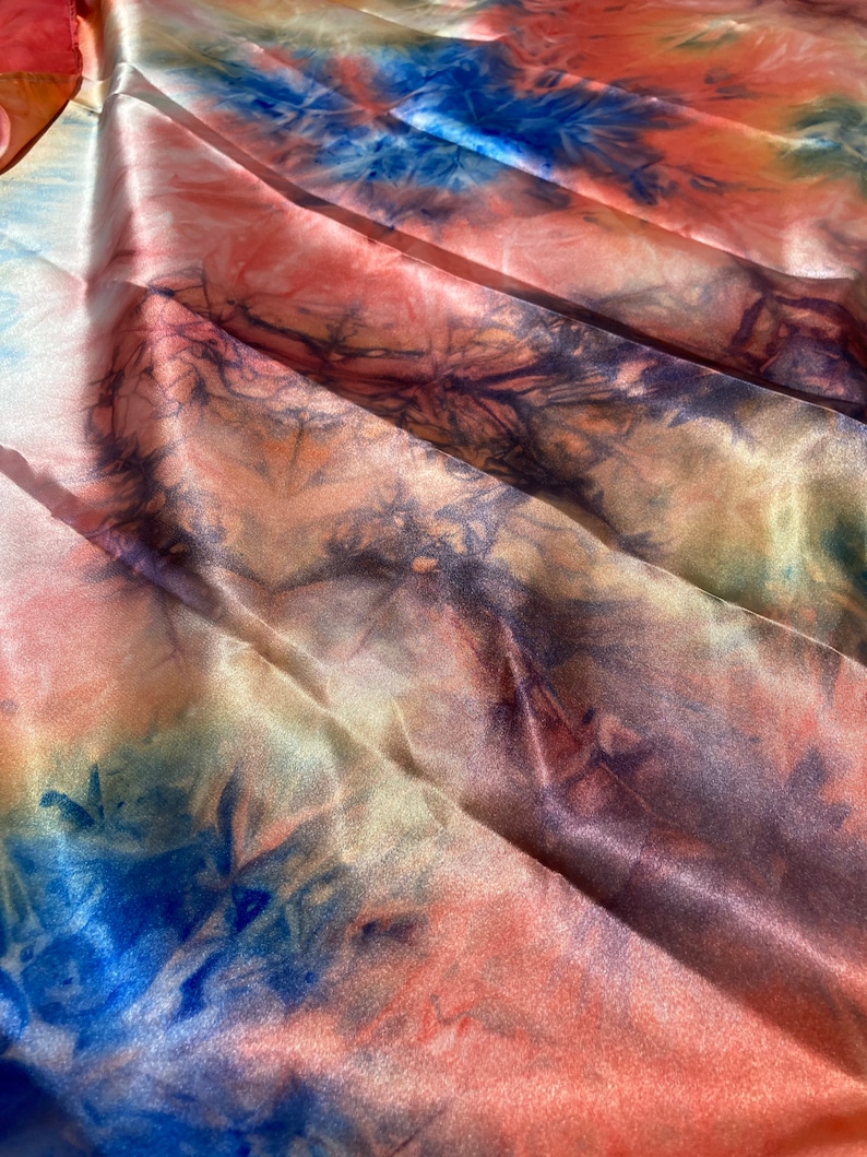 Coral Tye Dye Wild Rag Satin Square Scarf - Etsy