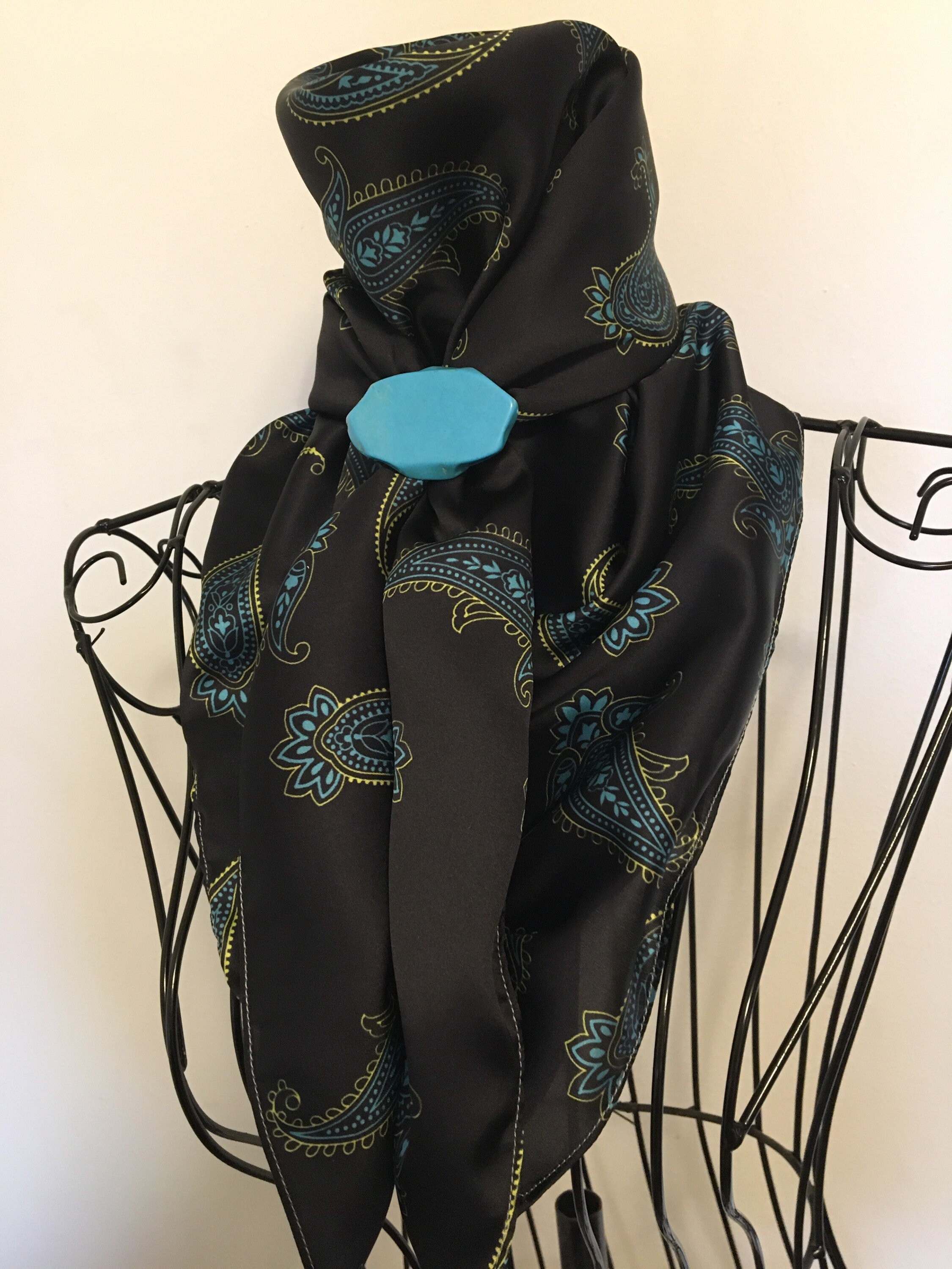 Black Paisley Satin Wild Rag