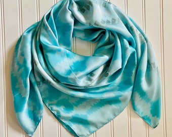 Wild Rag Turquoise & Silver Aztec Ethnic Satin Wild Rag
