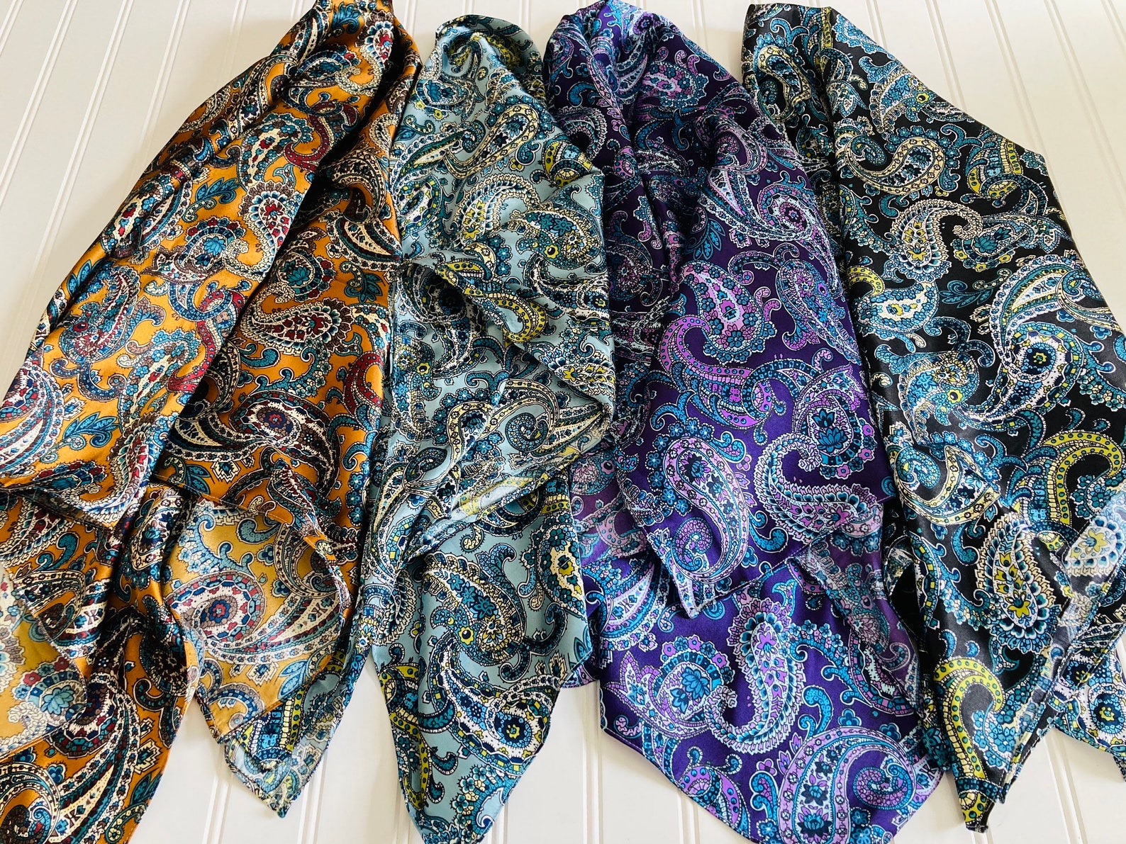Western Wild Rags Beautiful Satin Paisley Bandanas Silk Hair Etsy