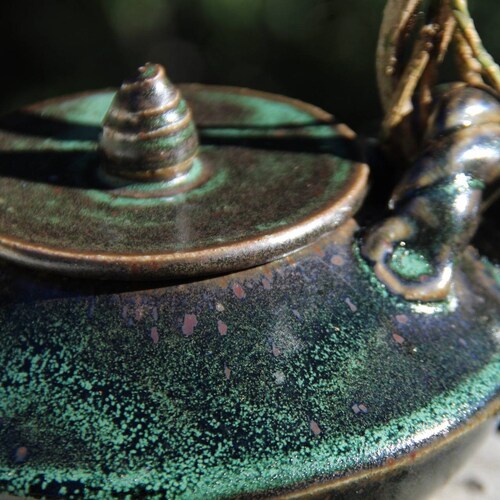 Green Handmade Stoneware Teapot - Rustic Teapot - Ceramic shops Teapot