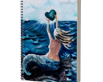 Mermaid Sketchbook Spiral Bound, Ocean Art Notebook, Whimsical Blue Sea Journal, Fantasy Lover Gift, Coastal Dreamy Diary, Beach Stationery