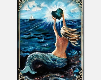 Over Here | Mermaid Fine Art Print | Coastal Wall Art | Mermaid Fantasy Decor