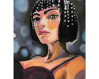 After Midnight | Vintage Glamour Art Print | Art Deco Portrait | Moody Wall Art